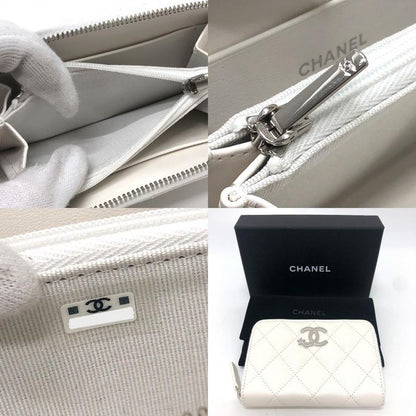 Chanel Long Wallet Star CC Logo Caviar Leather White
