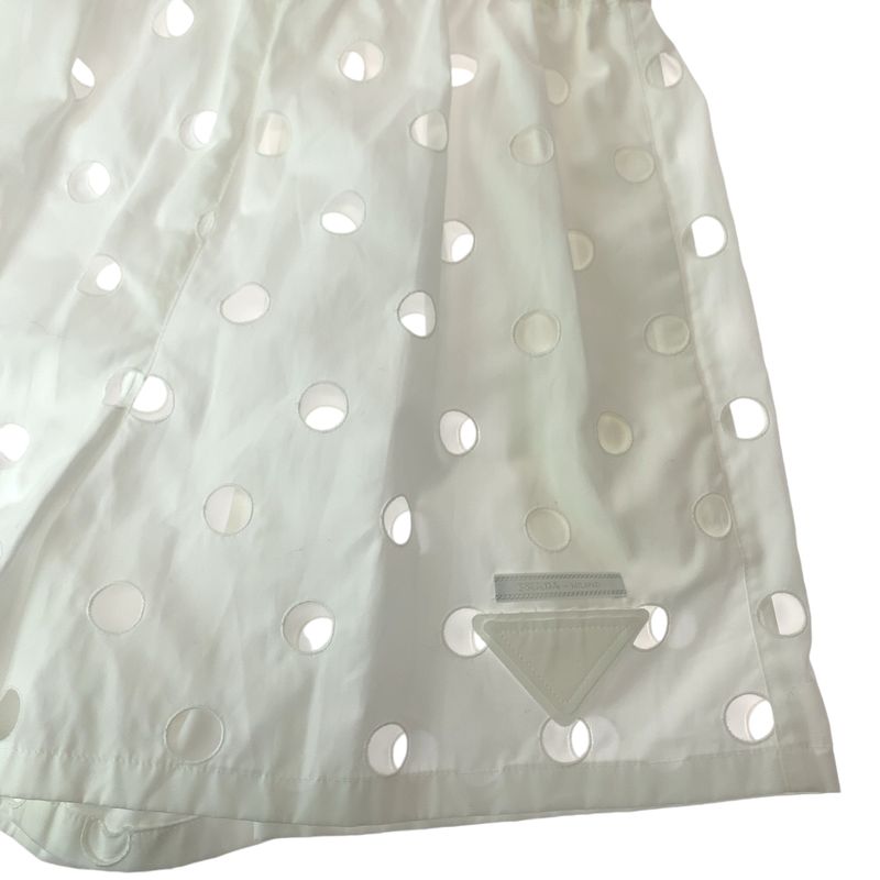 Prada Polka Dot Cutwork 36 White Cotton Shorts with Inner