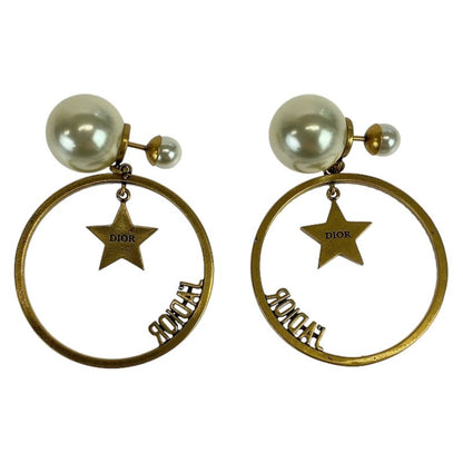 Dior JA Gold Faux Pearl Metal Earrings