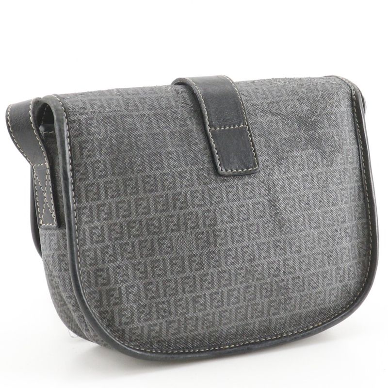 Fendi Zucchino Pochette Gray Shoulder Bag