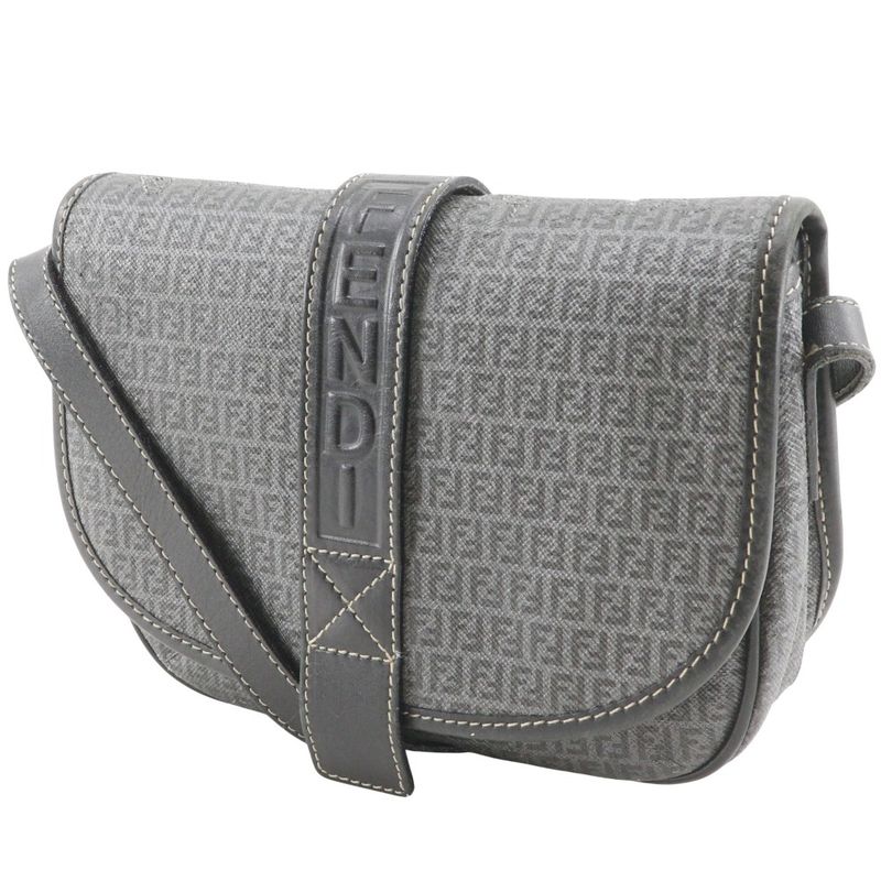 Fendi Zucchino Pochette Gray Shoulder Bag