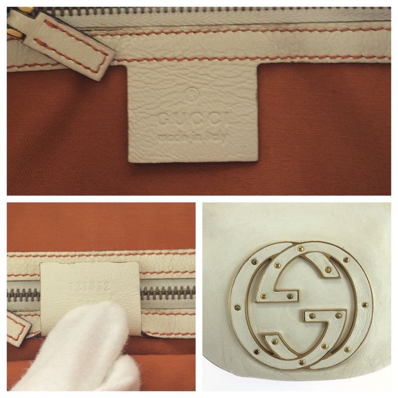 Gucci Soho Interlocking White Gold Leather Hobo Shoulder Bag