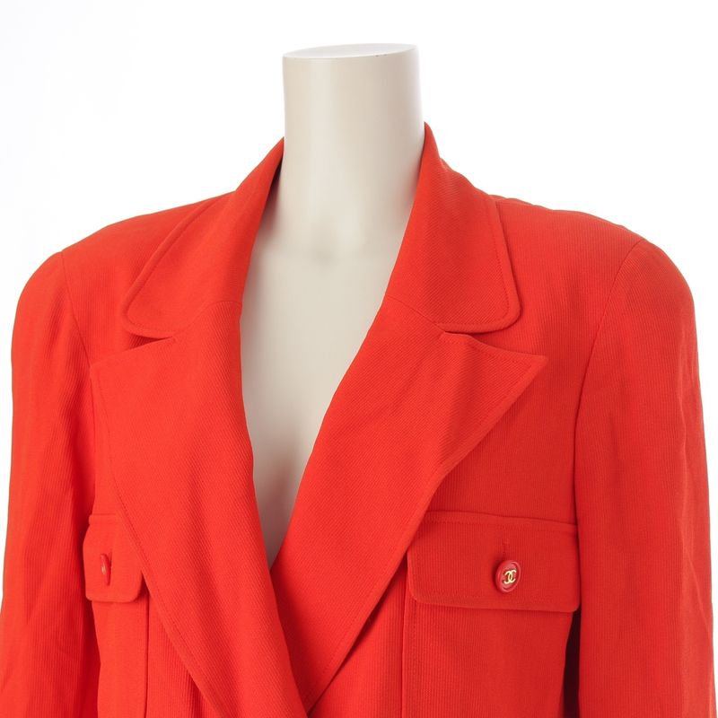 Chanel CC Logo Double Tailored Jacket Red 40