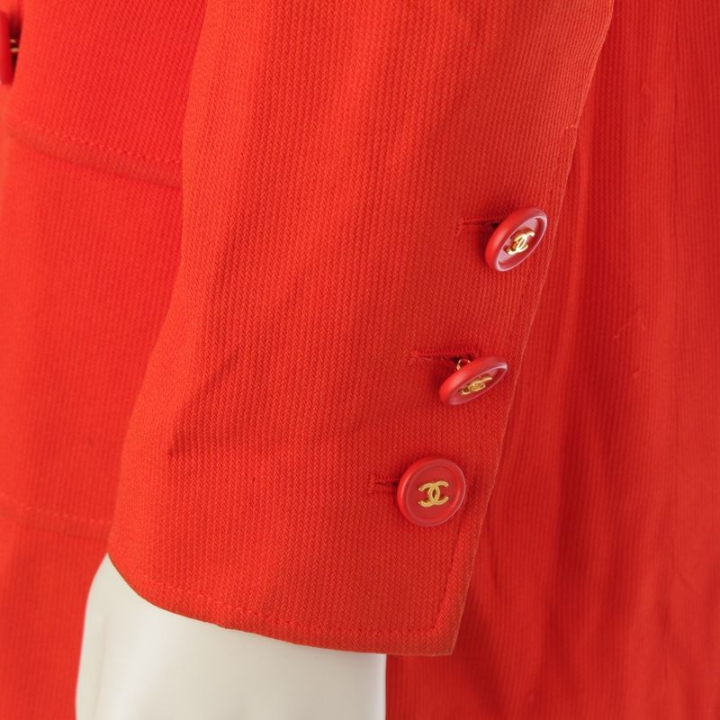 Chanel CC Logo Double Tailored Jacket Red 40