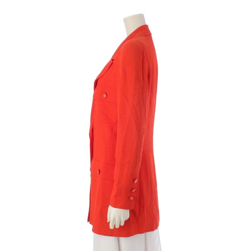 Chanel CC Logo Double Tailored Jacket Red 40