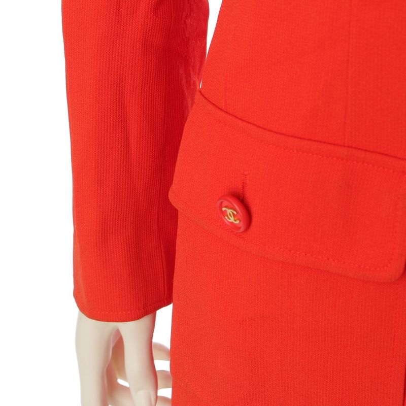Chanel CC Logo Double Tailored Jacket Red 40