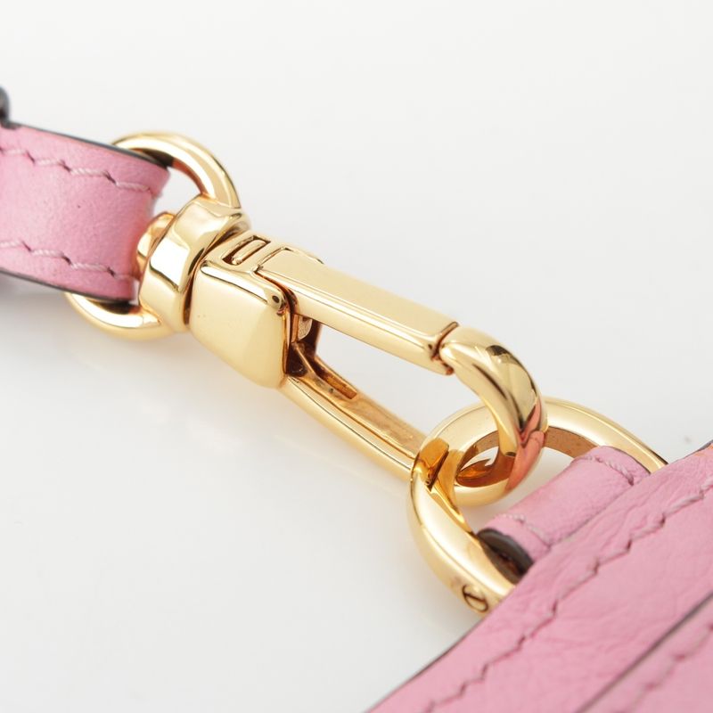 Versace Leather Medusa Card Case Necklace Strap Pink