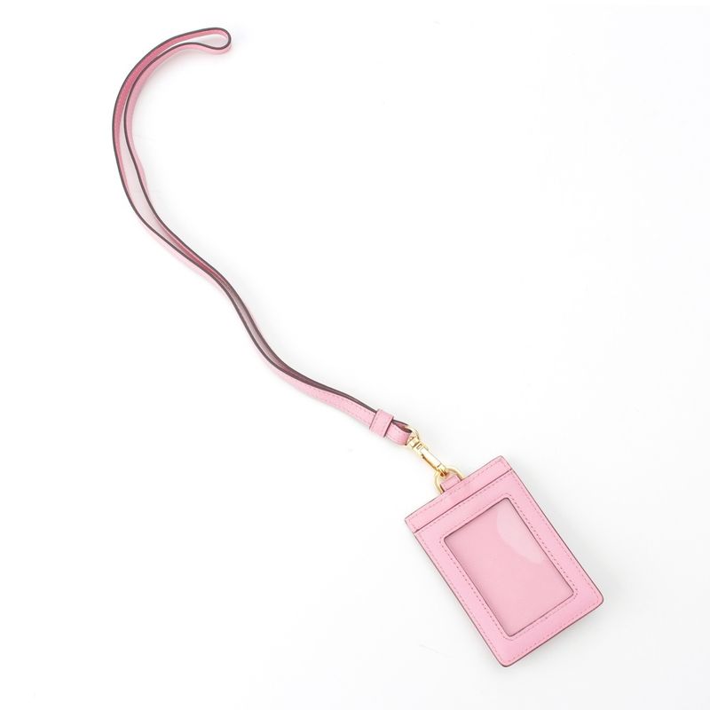 Versace Leather Medusa Card Case Necklace Strap Pink