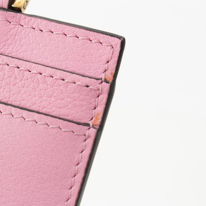 Versace Leather Medusa Card Case Necklace Strap Pink