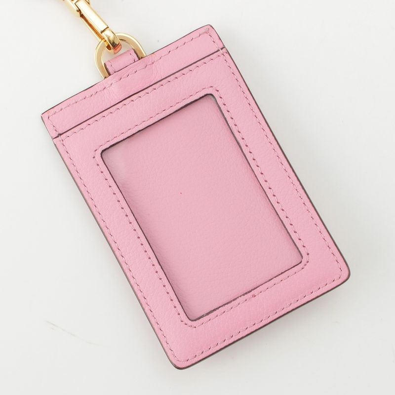 Versace Leather Medusa Card Case Necklace Strap Pink