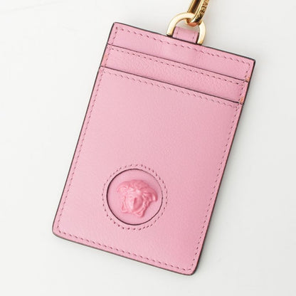 Versace Leather Medusa Card Case Necklace Strap Pink