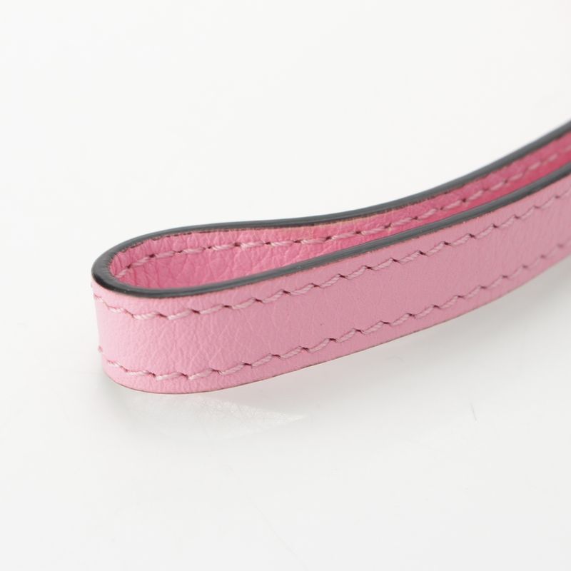 Versace Leather Medusa Card Case Necklace Strap Pink
