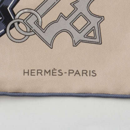 Hermes Carre 45 24 Brides Et Chaines Silk Scarf Beige