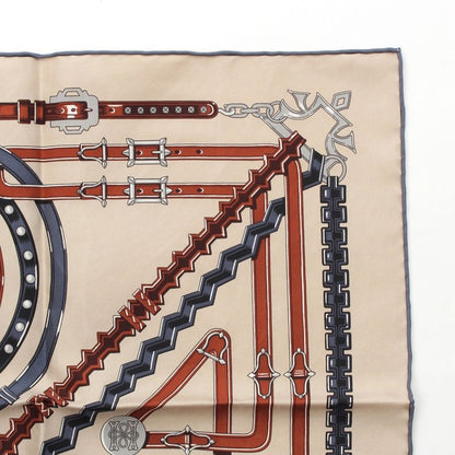 Hermes Carre 45 24 Brides Et Chaines Silk Scarf Beige