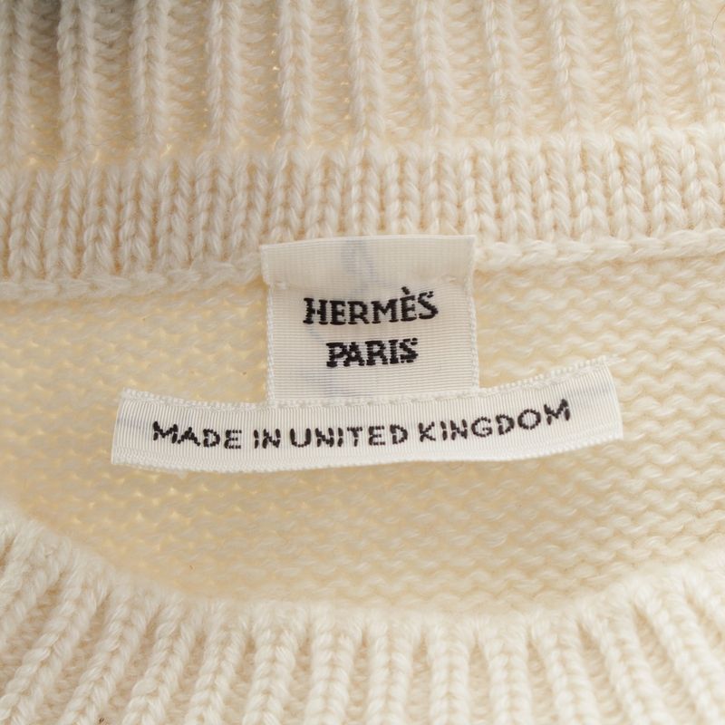 Hermes Cashmere Cotton Serie Knit Sweater Top Off White 40