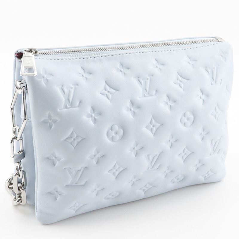 Louis Vuitton Coussin PM Monogram Emboss Lamb Leather Blue Glacier Light