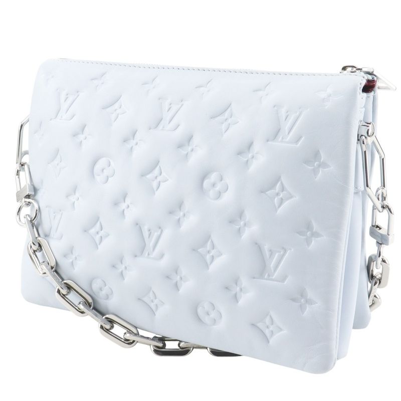 Louis Vuitton Coussin PM Monogram Emboss Lamb Leather Blue Glacier Light