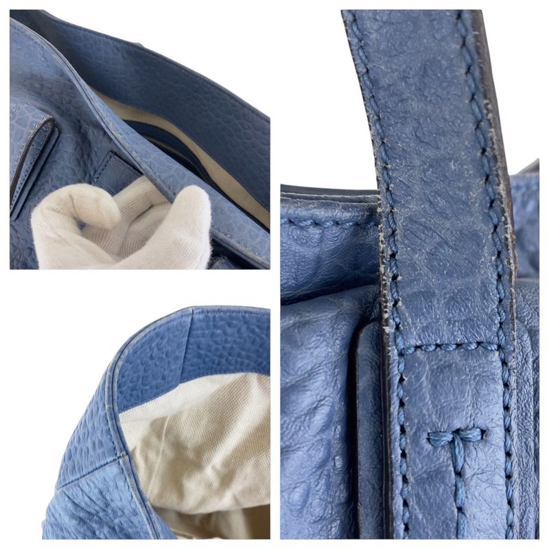 Gucci Blue Navy Leather Tote Shoulder Bag