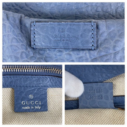 Gucci Blue Navy Leather Tote Shoulder Bag