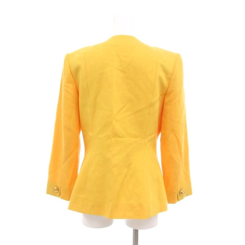 Saint Laurent Yves Vintage Skirt Set Suit Collarless Jacket Gold