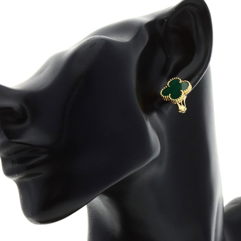 Van Cleef & Arpels Vintage Alhambra Malachite Earrings 18K Yellow Gold