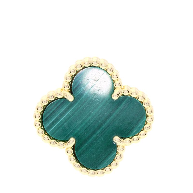 Van Cleef & Arpels Vintage Alhambra Malachite Earrings 18K Yellow Gold