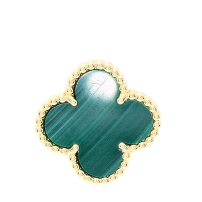 Van Cleef & Arpels Vintage Alhambra Malachite Earrings 18K Yellow Gold