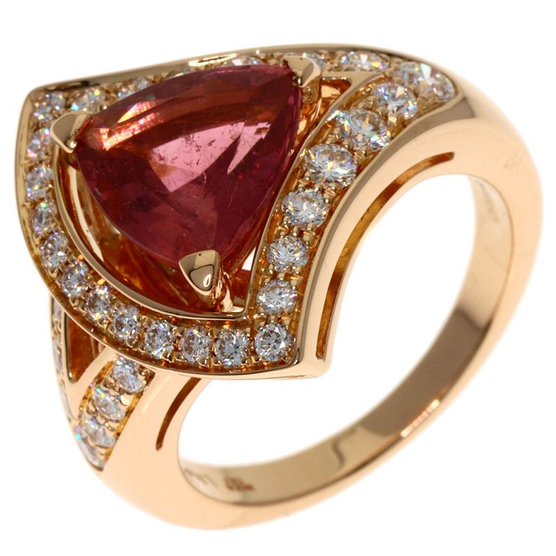 Bvlgari Diva Dream Pink Tourmaline Diamond Ring 18K Gold