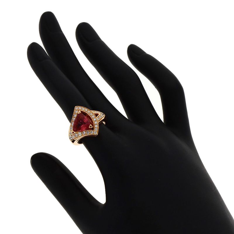 Bvlgari Diva Dream Pink Tourmaline Diamond Ring 18K Gold