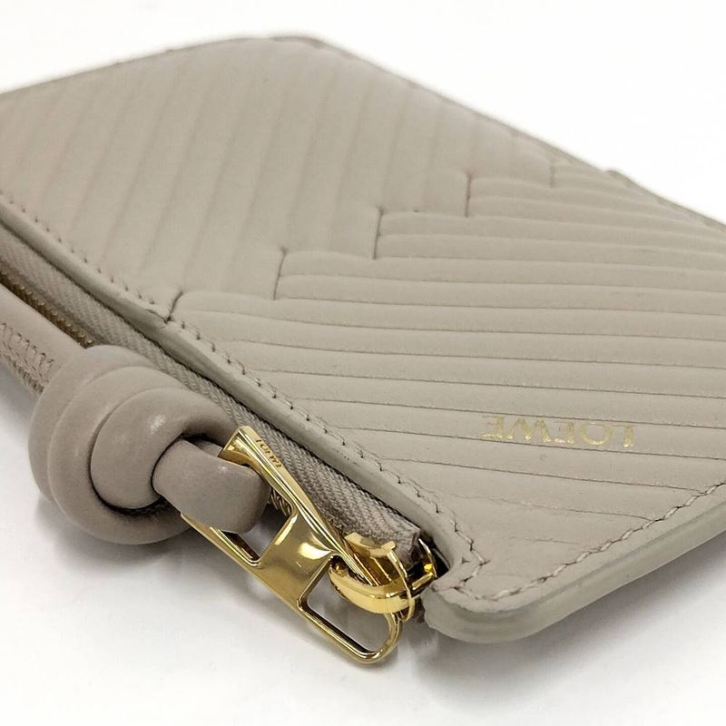 Loewe Wallet Fragment Case Logo Leather Beige