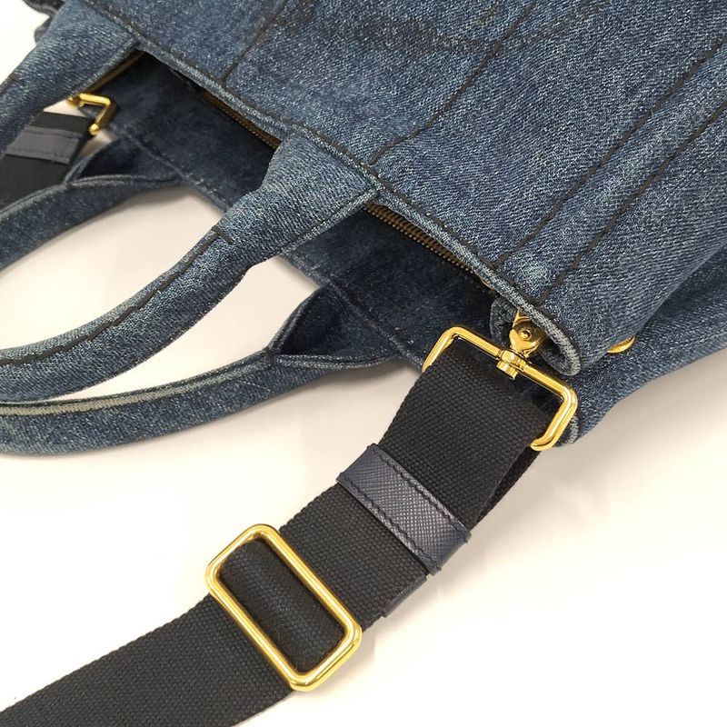 Prada 2-Way Tote Canapa Denim Gray