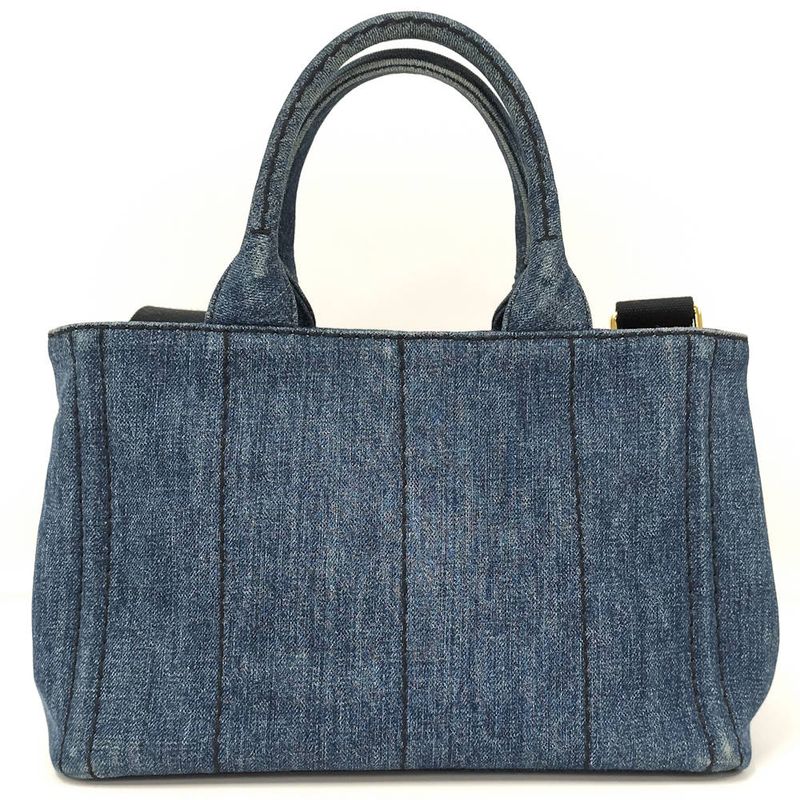 Prada 2-Way Tote Canapa Denim Gray