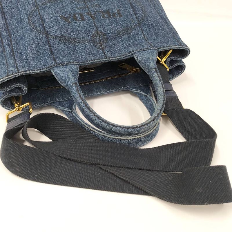 Prada 2-Way Tote Canapa Denim Gray