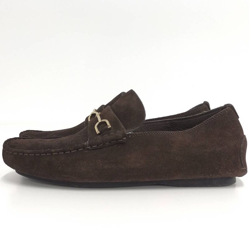 Gucci Driving Shoes Horsebit Suede Brown Notation 8