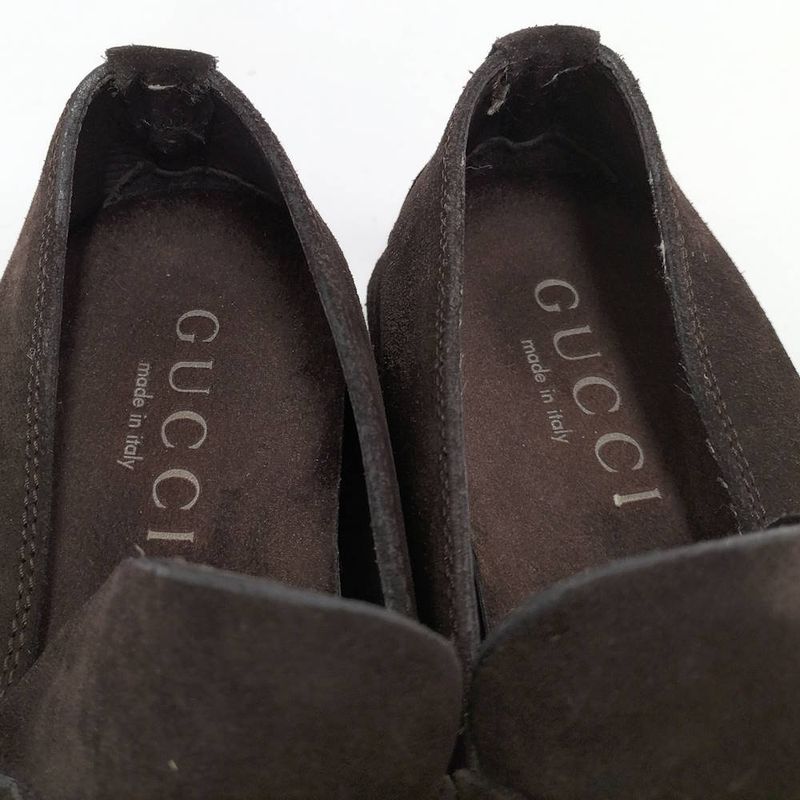 Gucci Driving Shoes Horsebit Suede Brown Notation 8