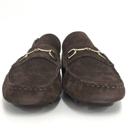 Gucci Driving Shoes Horsebit Suede Brown Notation 8