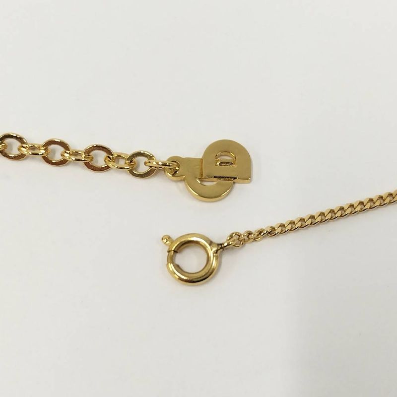 Dior Christian Necklace Logo Plated Gold