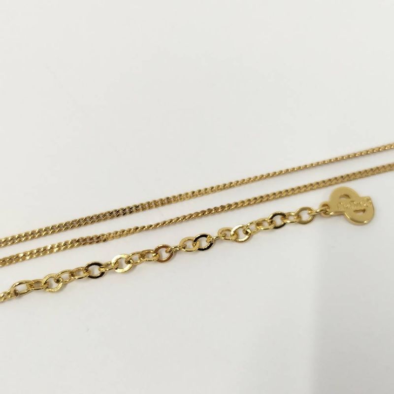 Dior Christian Necklace Logo Plated Gold