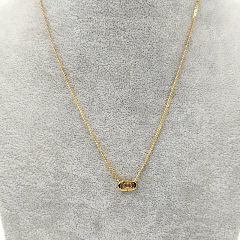 Dior Christian Necklace Logo Plated Gold