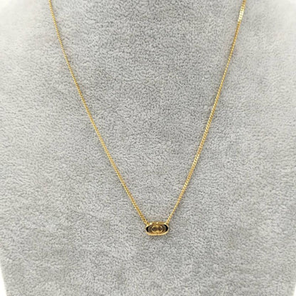 Dior Christian Necklace Logo Plated Gold