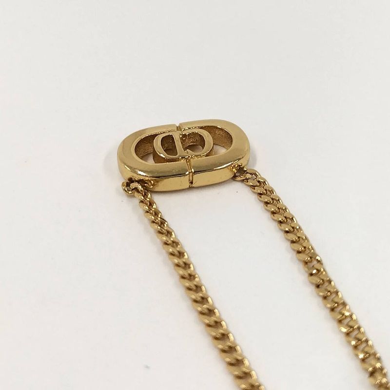 Dior Christian Necklace Logo Plated Gold