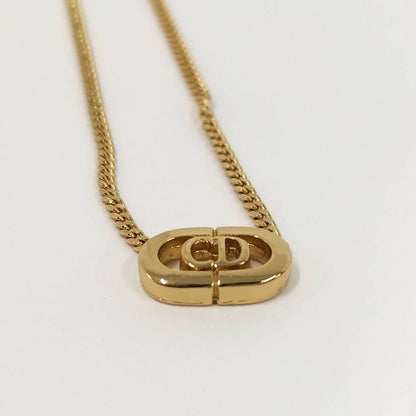 Dior Christian Necklace Logo Plated Gold