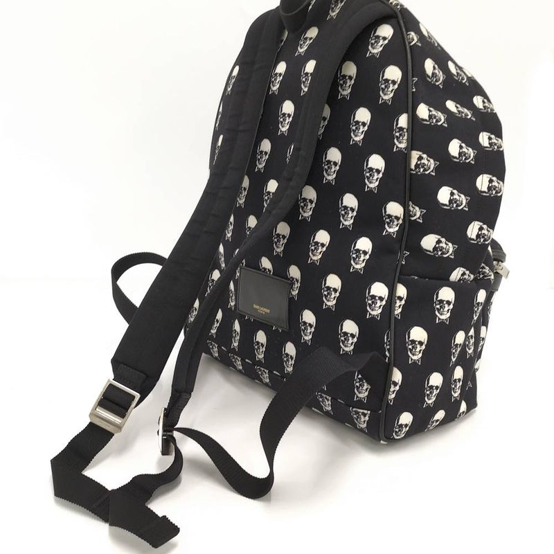 Saint Laurent Skull Backpack Canvas Black
