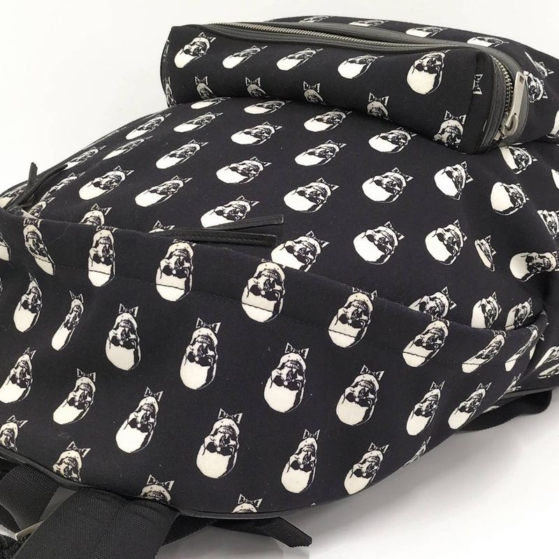 Saint Laurent Skull Backpack Canvas Black