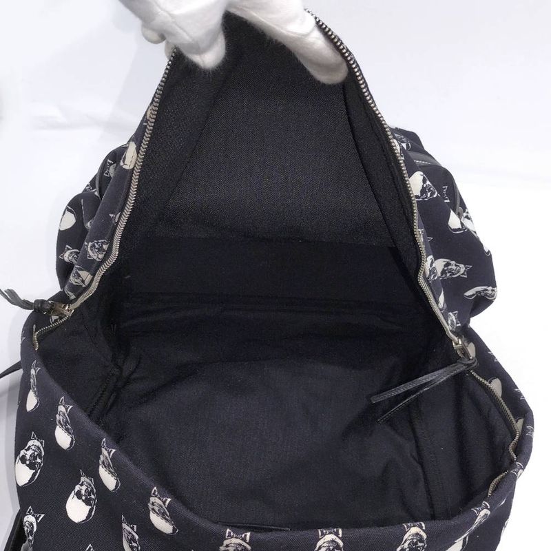 Saint Laurent Skull Backpack Canvas Black