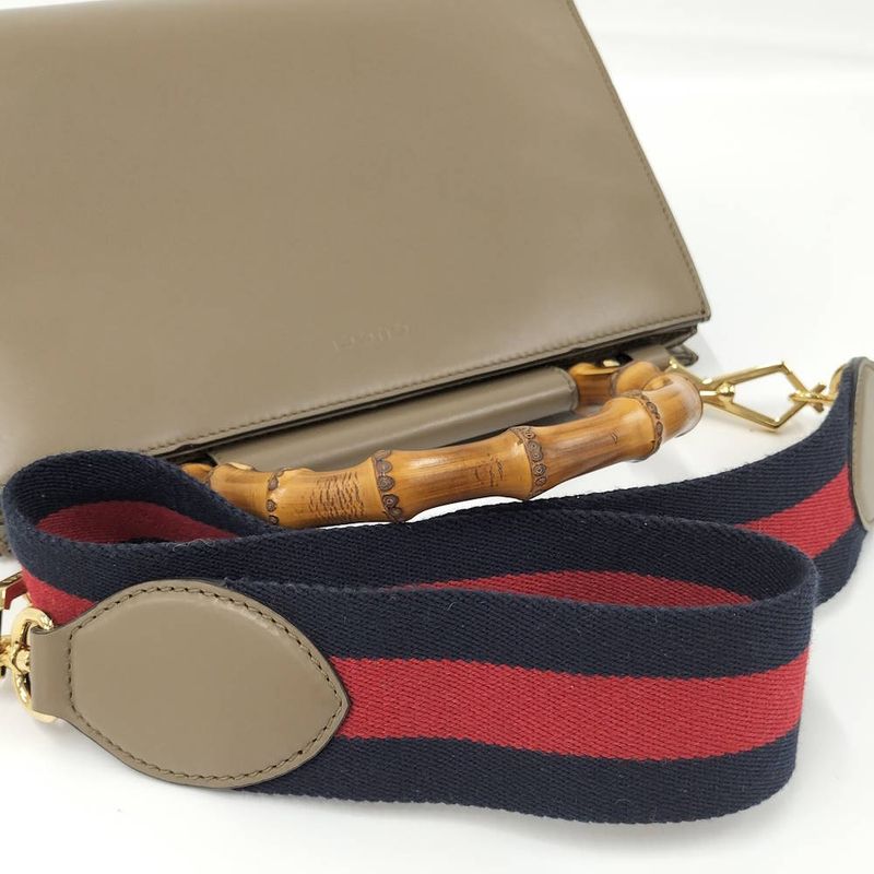 Gucci 2-Way Shoulder Bag Nimfair Leather Grey Bamboo
