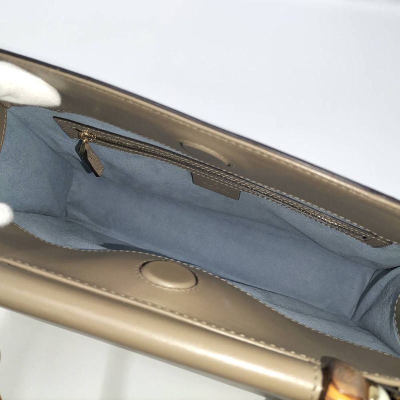 Gucci 2-Way Shoulder Bag Nimfair Leather Grey Bamboo