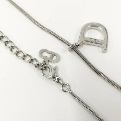 Dior Christian D Logo Necklace Silver Plated