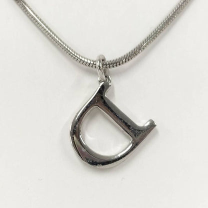 Dior Christian D Logo Necklace Silver Plated