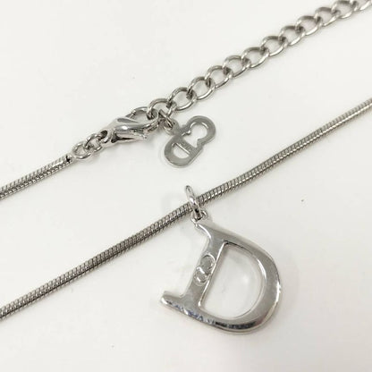 Dior Christian D Logo Necklace Silver Plated